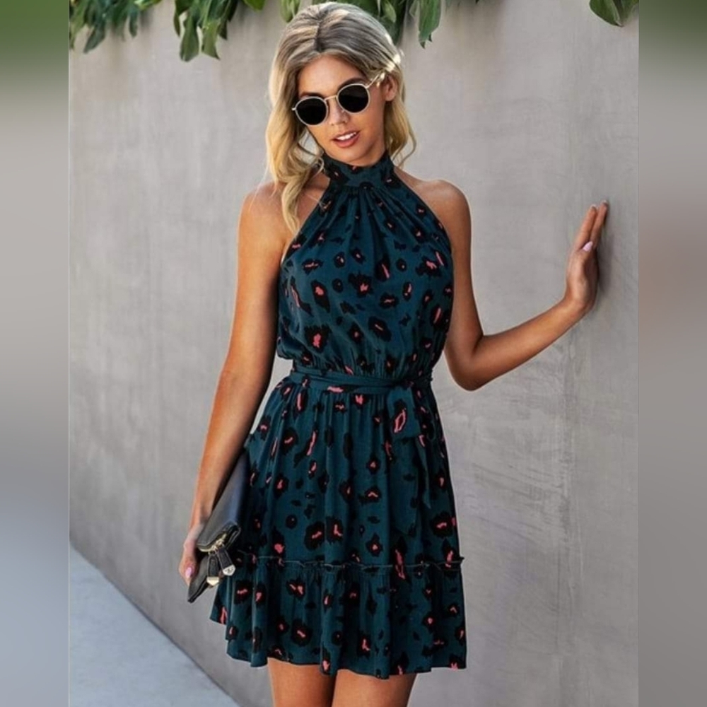 Open Back Halter Dress